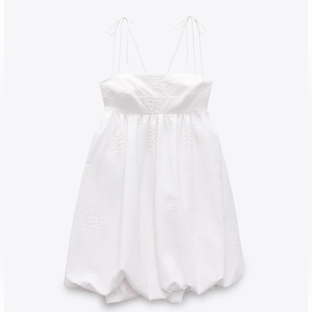 Zara White Strappy Balloon Dress